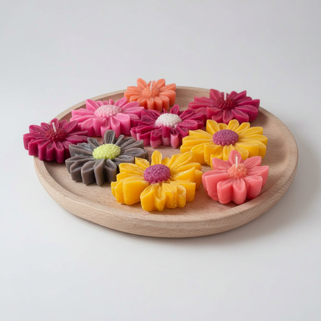 Handgegossene Blumenkerze – Blühende Gemütlichkeit