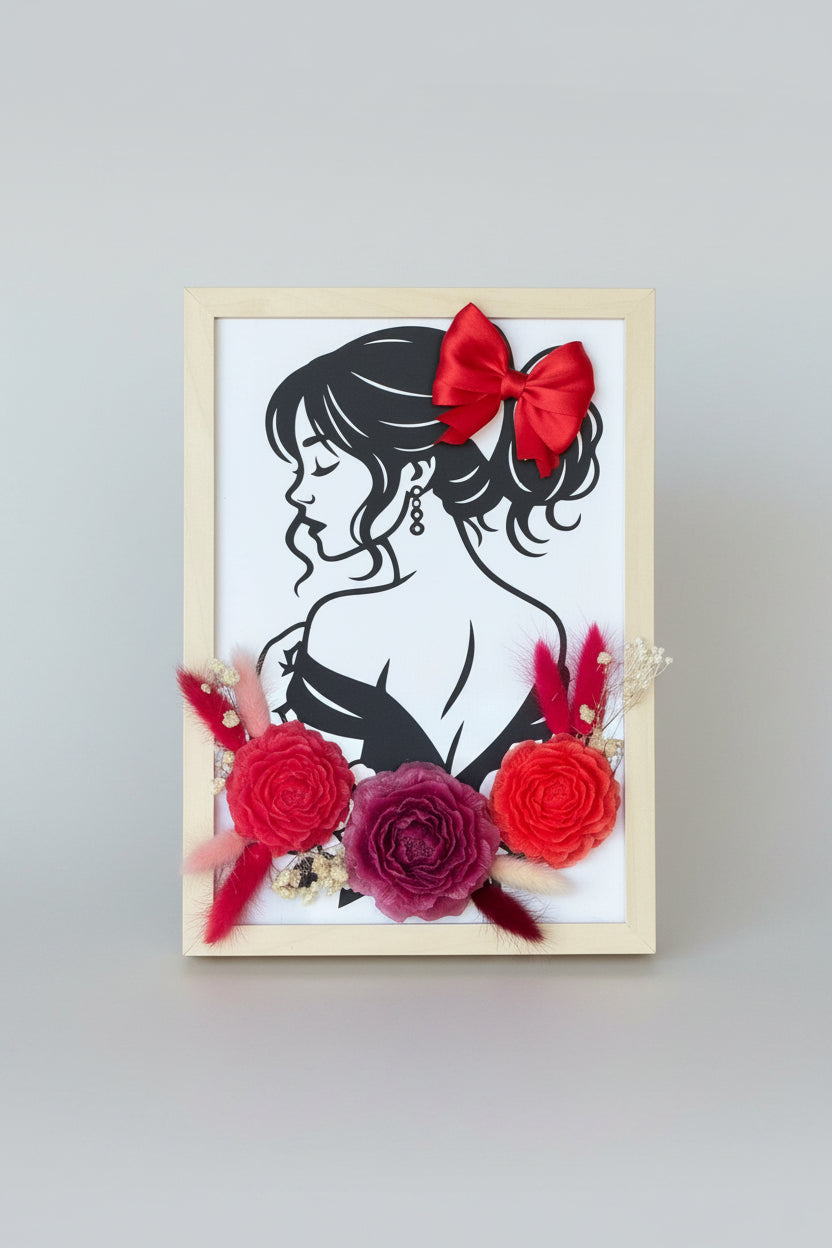 3D-Silhouette „Florale Eleganz“ – Handgefertigtes Kunstwerk