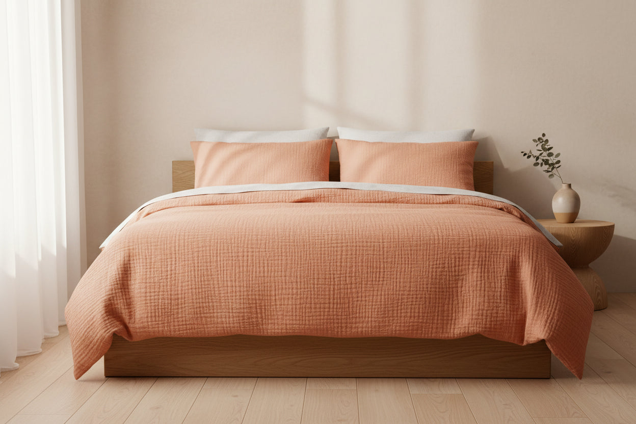 Musselin-Bettwäsche Set in Blush – zartrosa Baumwoll-Bettwäsche von Zweig und Faden